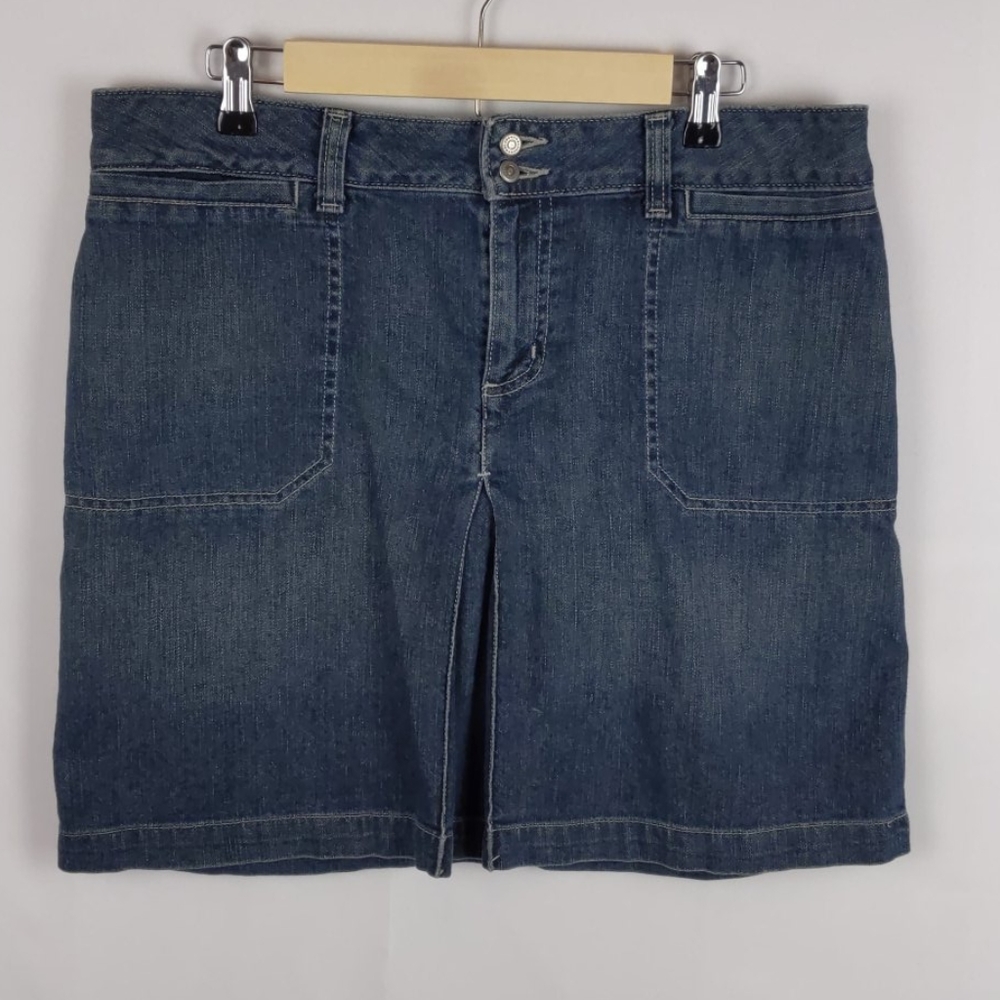 Halogen Denim Skirt With Front Pleat